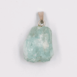 Akvamarín modrý - surový kámen - stříbrný přívěsek AKS156