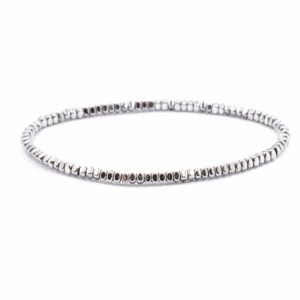 Hematit barvený stříbrný - náramek kostička