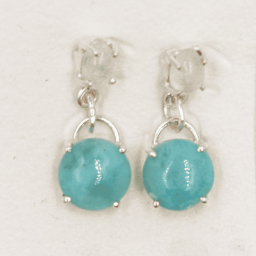 Larimar a měsíční kámen - stříbrné náušnice LN10