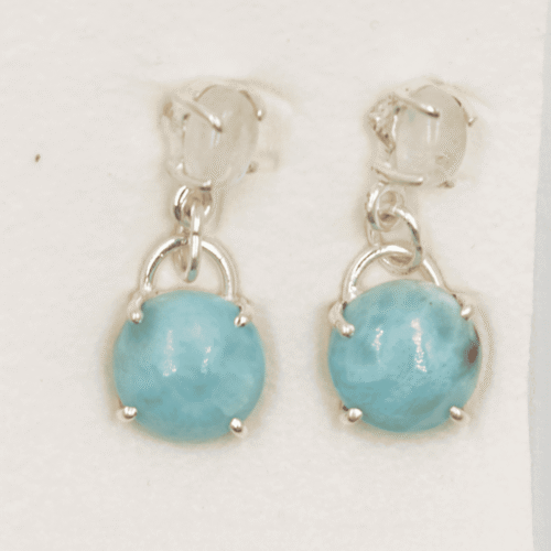 Larimar a měsíční kámen - stříbrné náušnice LN11