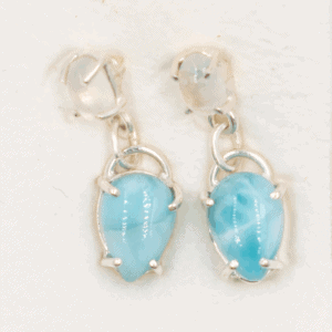 Larimar a měsíční kámen - stříbrné náušnice LN12