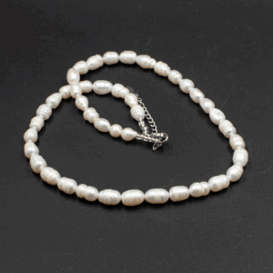 Perla bílá - náhrdelník váleček PBNV5