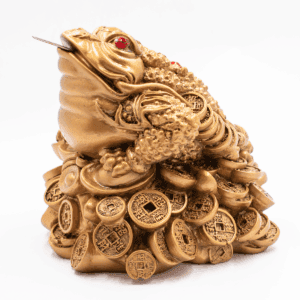 Třínohá žába - zlatá soška MAXI - feng shui