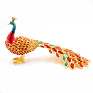 Páv - mosazná soška Feng Shui - čerevný MAXI