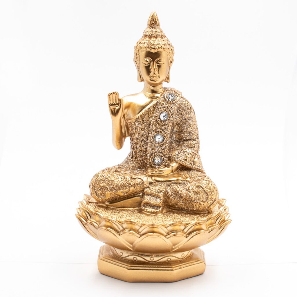 Buddha - soška Feng shui - zlatá barva B9