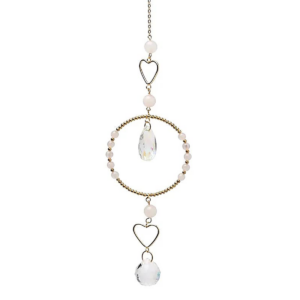 Srdce - křišťálový závěs s růženínem