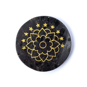 Turmalín černý (skoryl) - lotos – disk – tromlovaný kámen