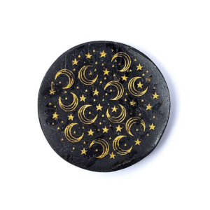 Turmalín černý (skoryl) - měsíce a hvězdy – disk – tromlovaný kámen