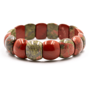 Unakit a jaspis červený - náramek ovály