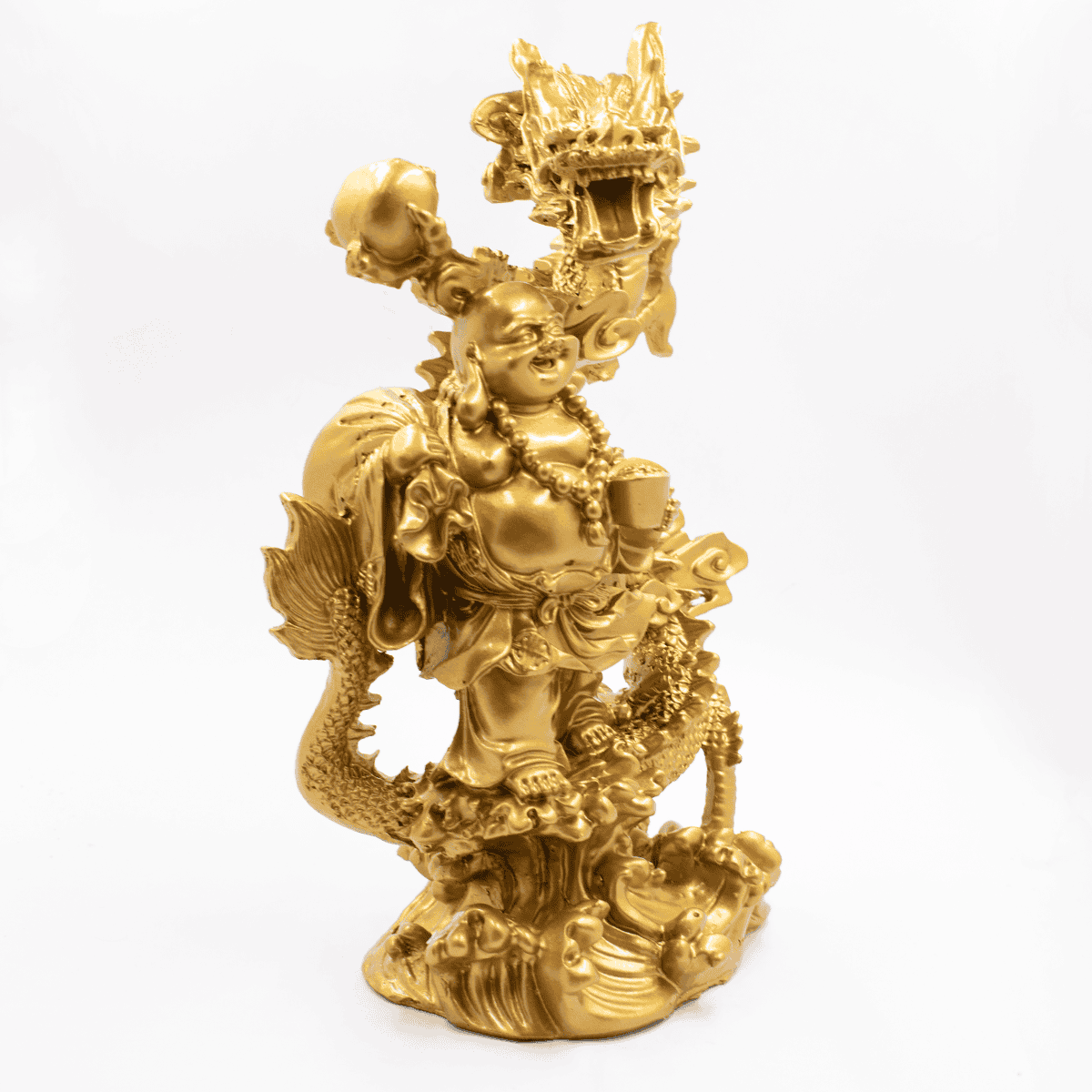 Buddha bohatství a drak - soška Feng shui - VADA VAD726