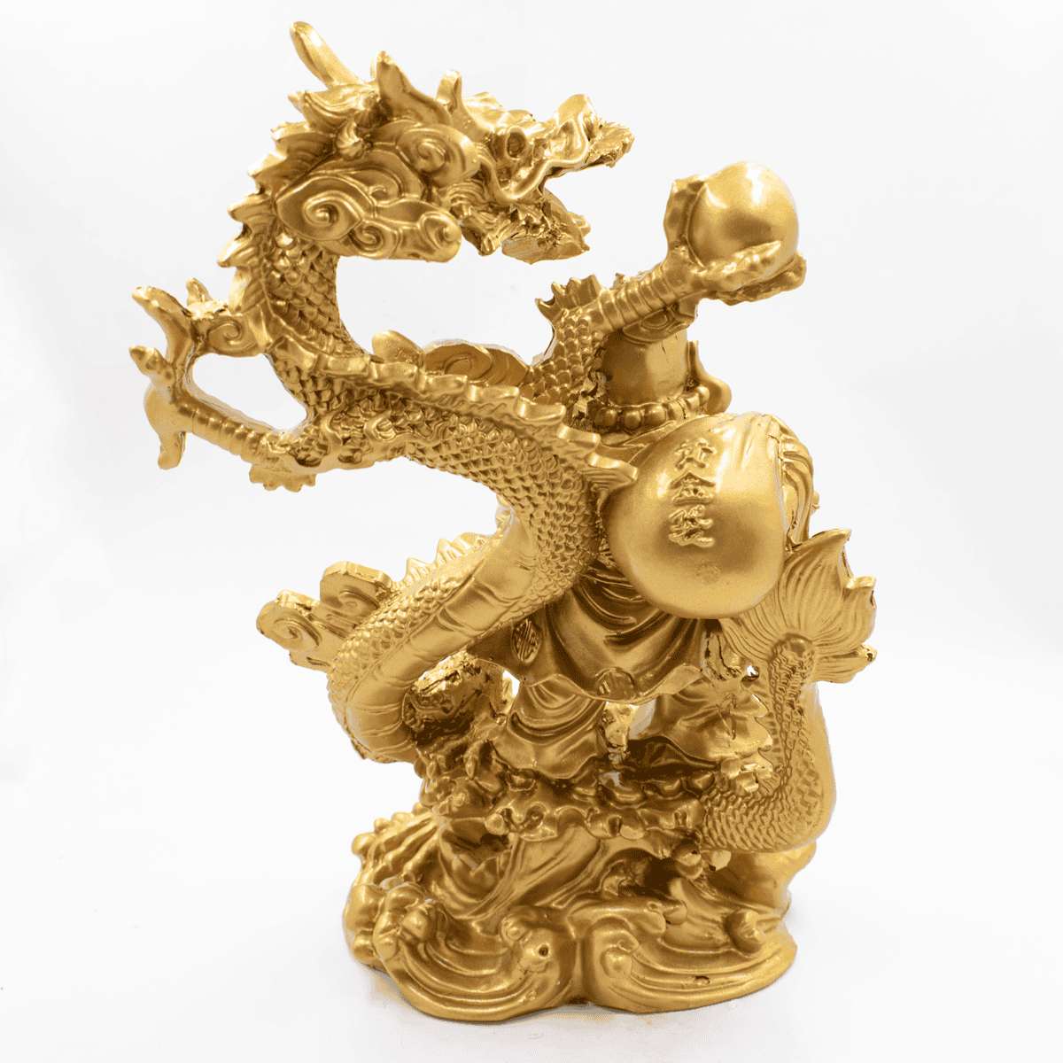 Buddha bohatství a drak - soška Feng shui - VADA VAD726