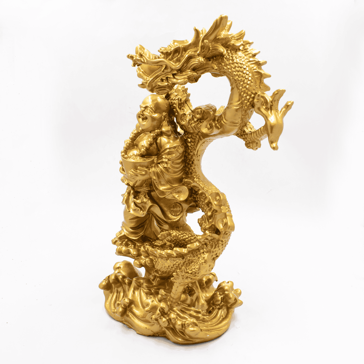 Buddha bohatství a drak - soška Feng shui - VADA VAD726