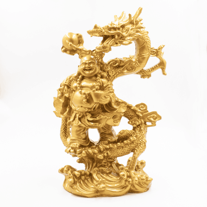 Buddha bohatství a drak - soška Feng shui