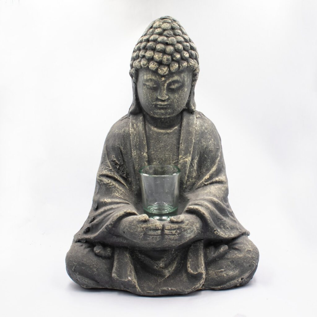 Buddha - svícen Feng Shui - šedý - VADA VAD728