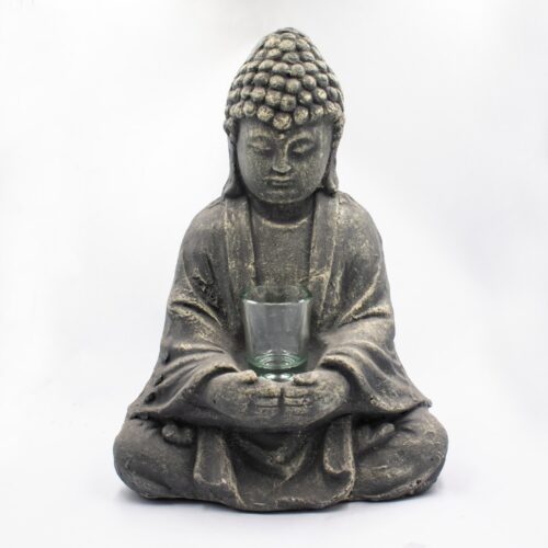 Buddha - svícen Feng Shui - šedý - VADA VAD728