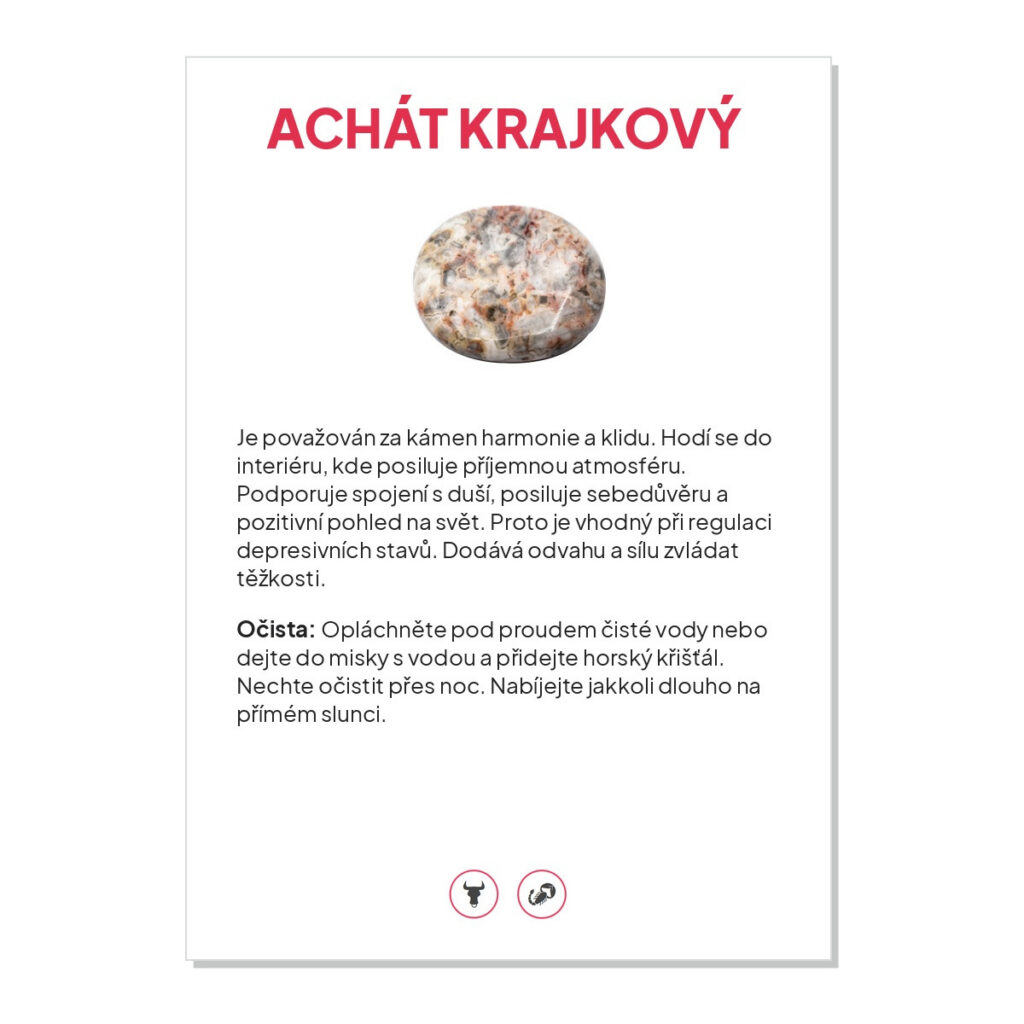 Achát krajkový - kartička