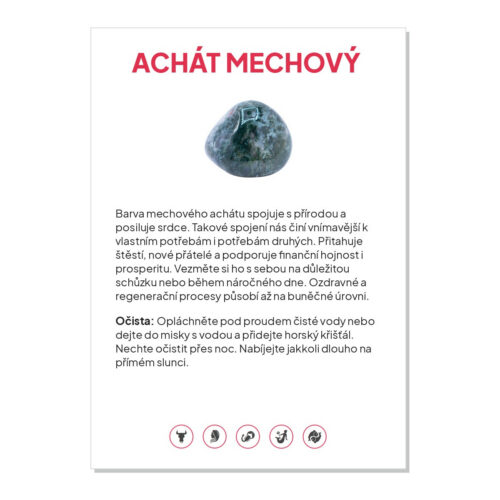 Achát mechový - kartička