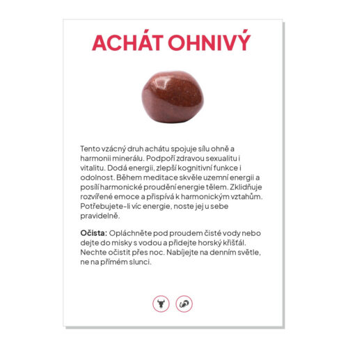 Achát ohnivý - kartička