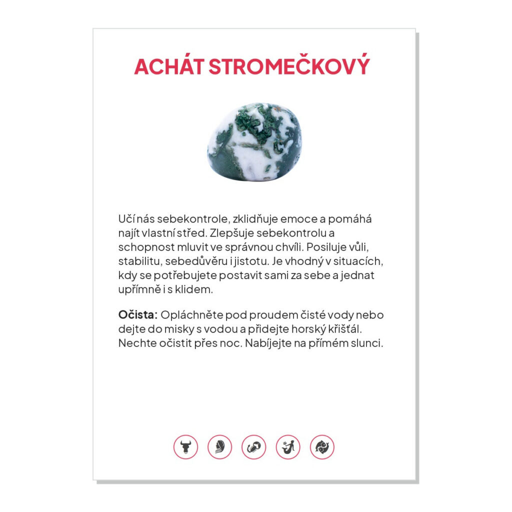 Achát stromečkový - kartička