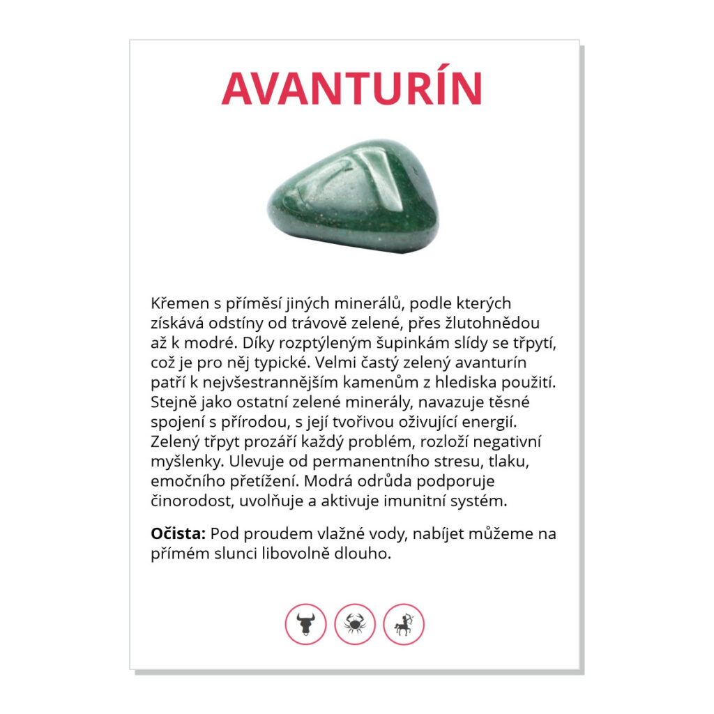 Avanturín - kartička