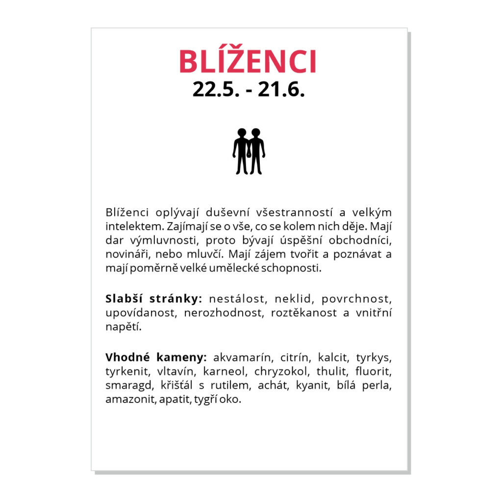 Blíženci - kartička