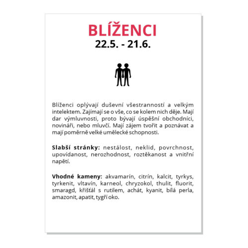 Blíženci - kartička