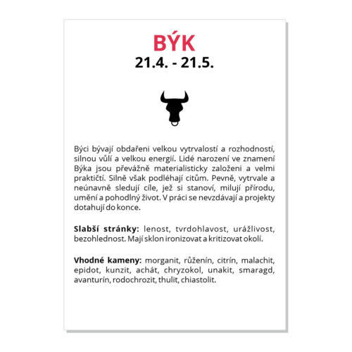 Býk - kartička