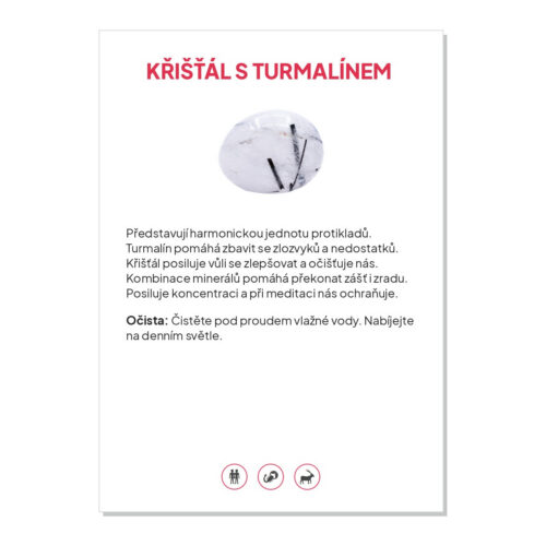 Křišťál s turmalínem - kartička