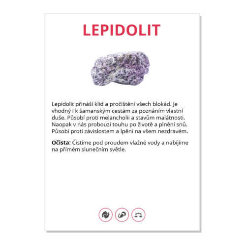 Lepidolit - kartička