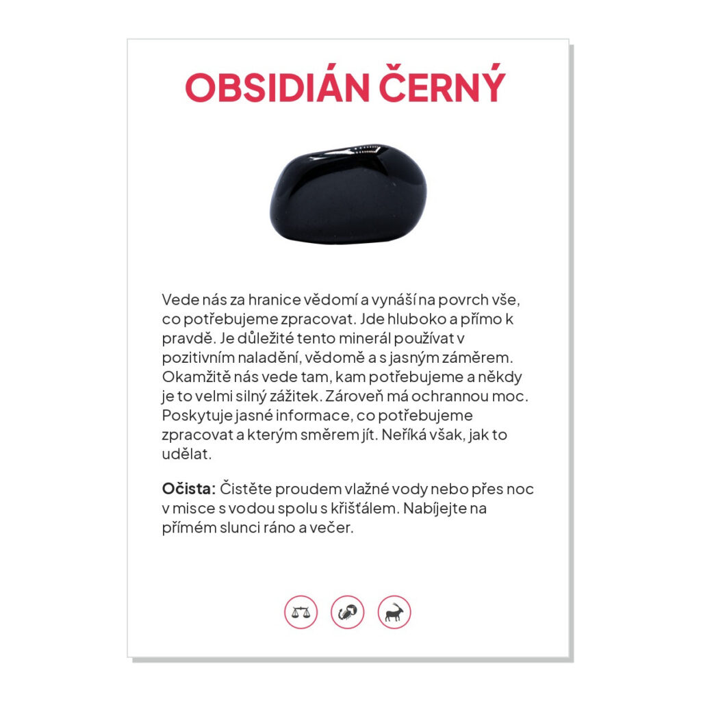 Obsidián černý - kartička