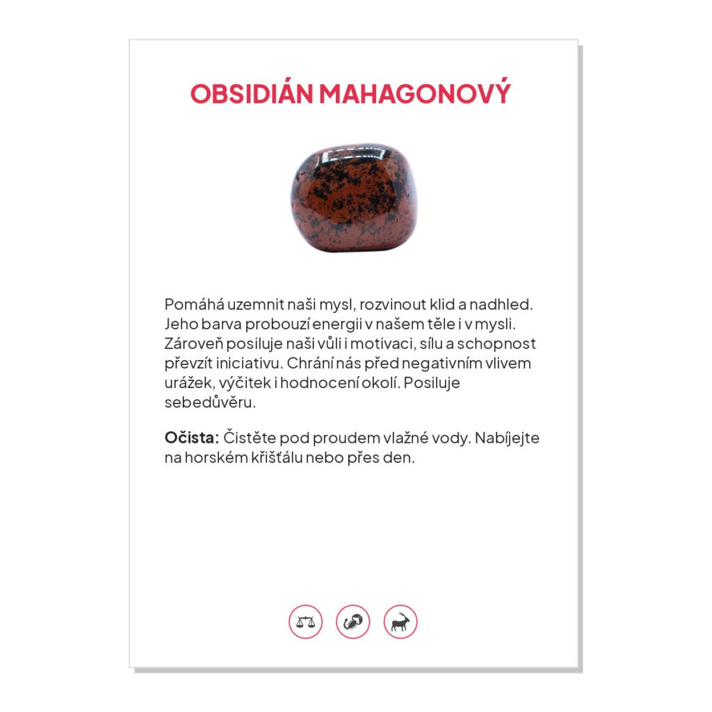 Obsidián mahagonový - kartička
