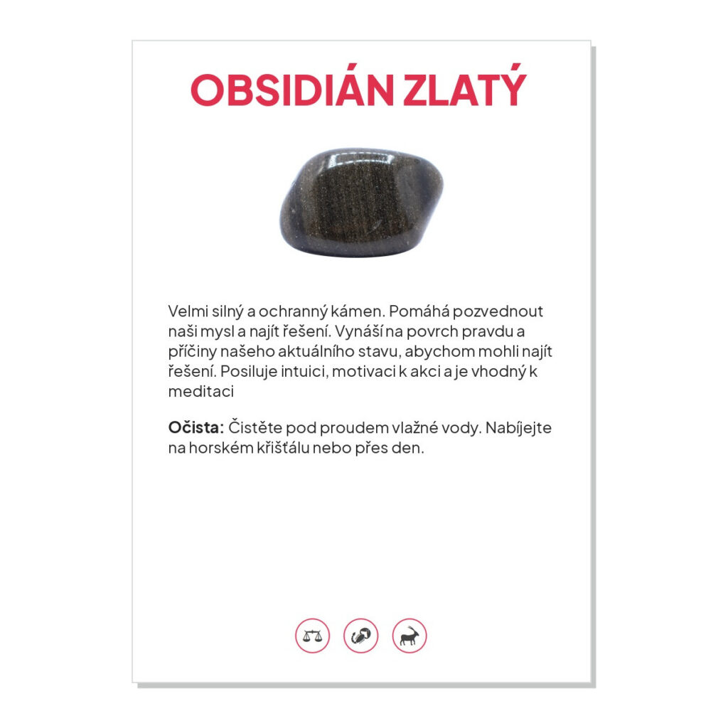 Obsidián zlatý - kartička
