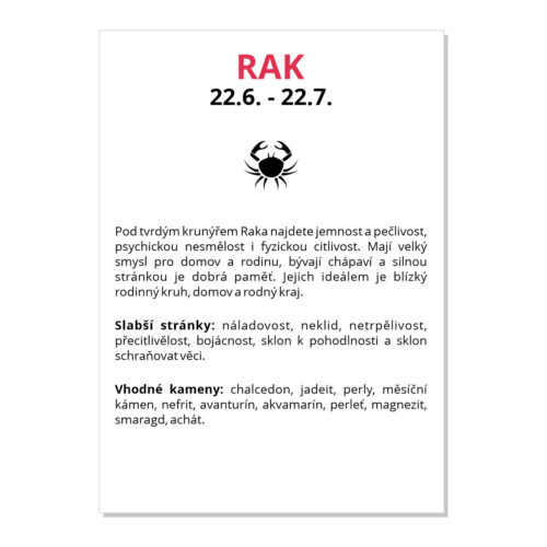 Rak - kartička
