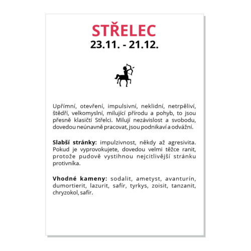 Střelec - kartička