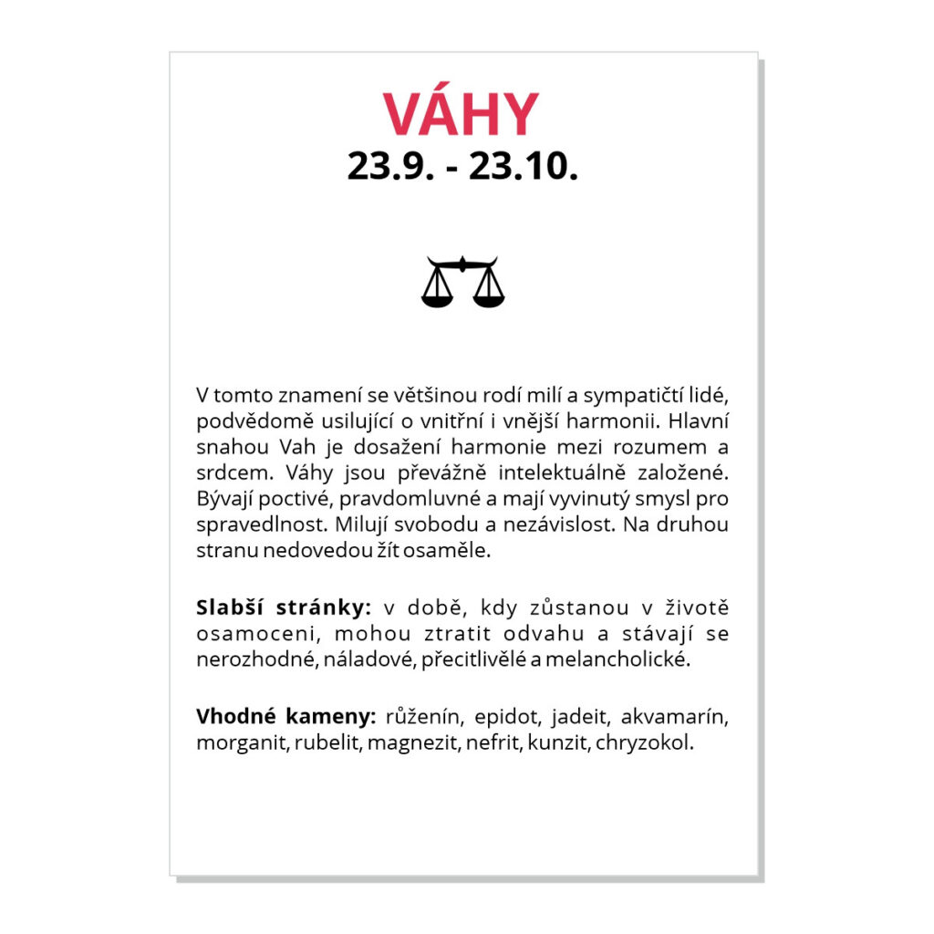 Váhy - kartička