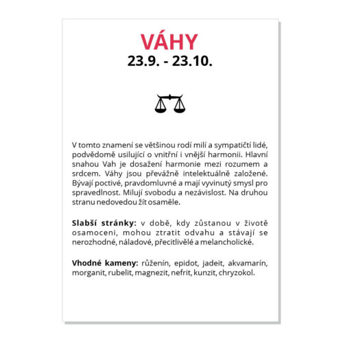 Váhy - kartička